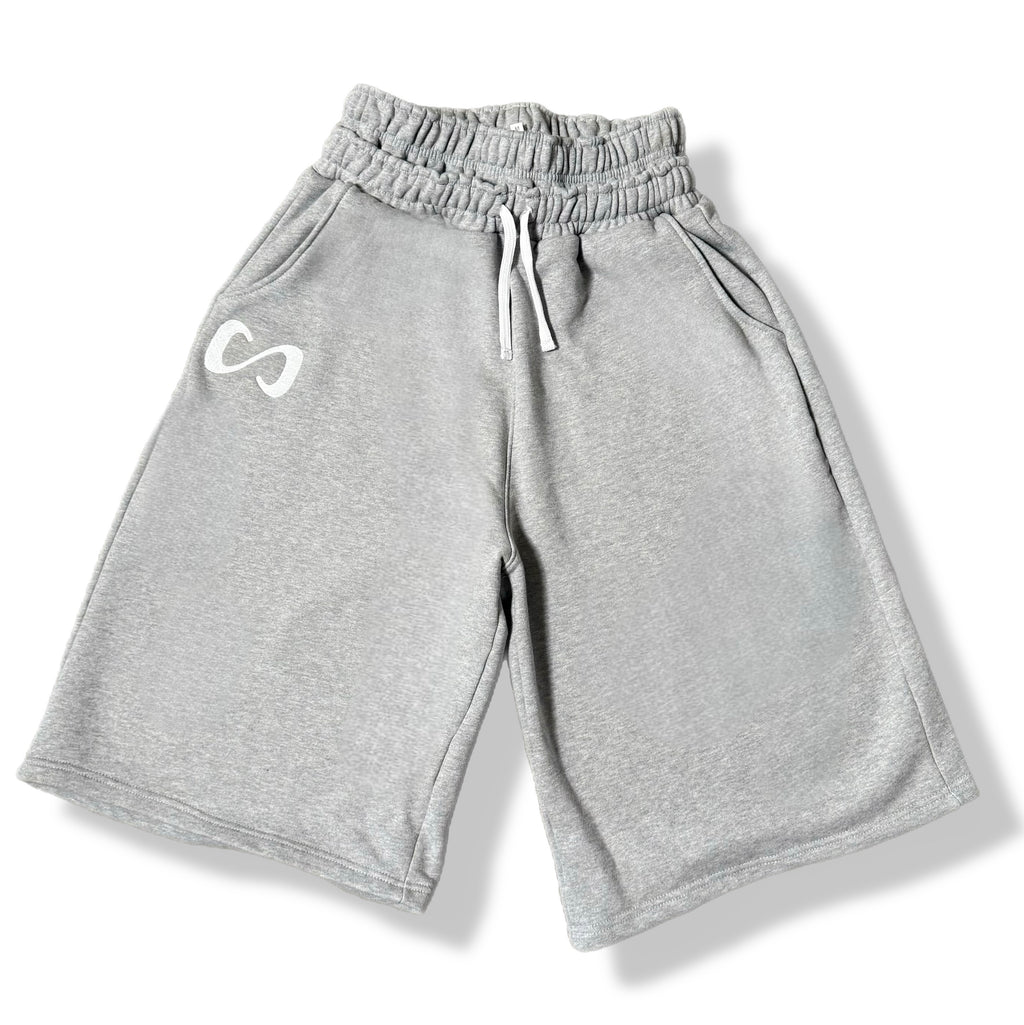 Double waist grey fleece shorts