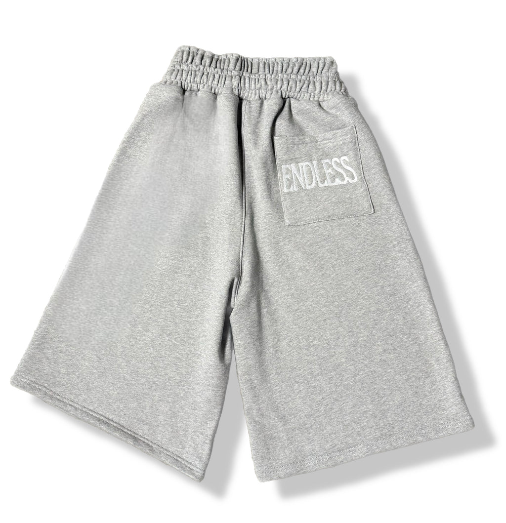 Double waist grey fleece shorts