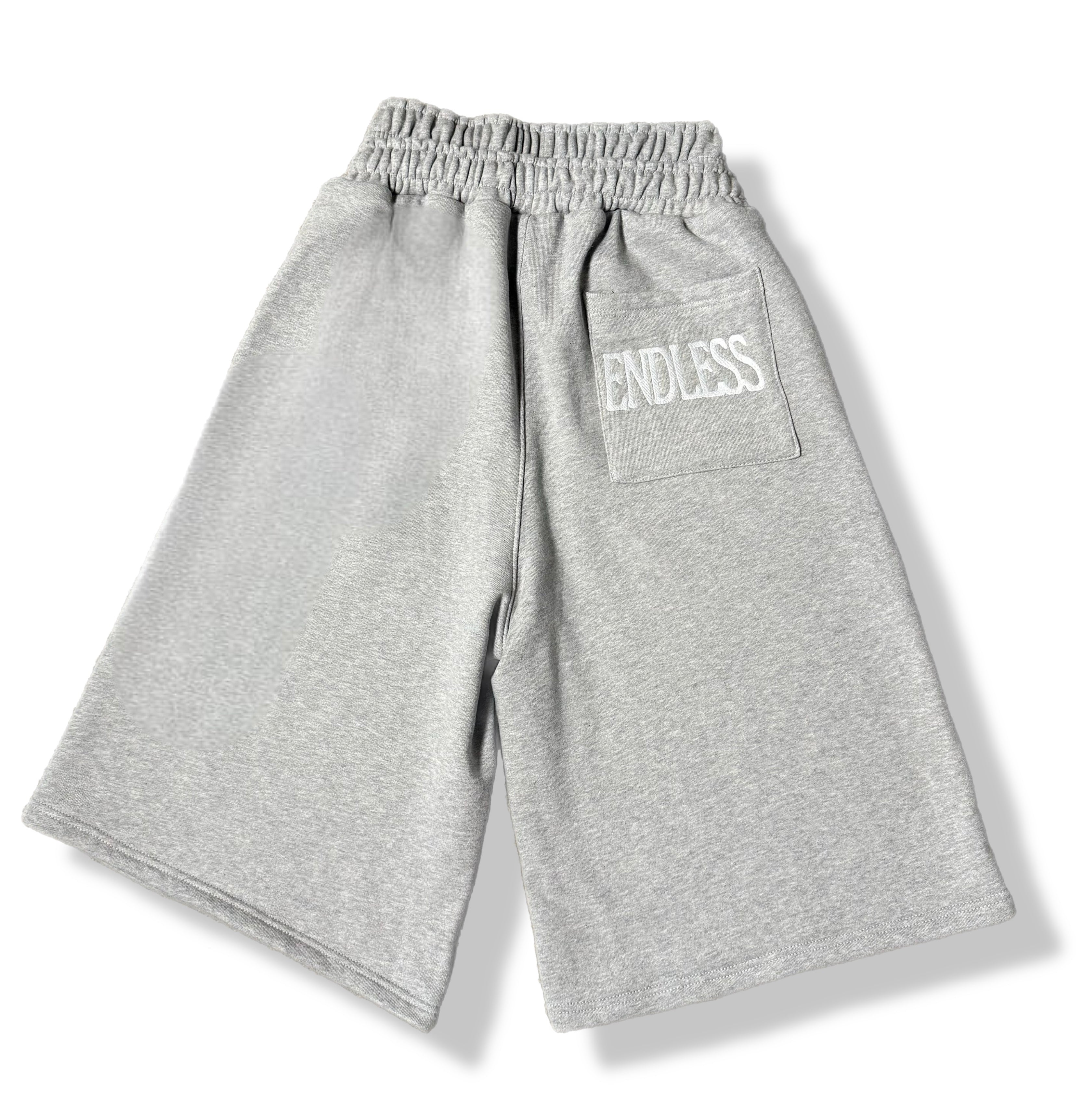 Double waist grey fleece shorts