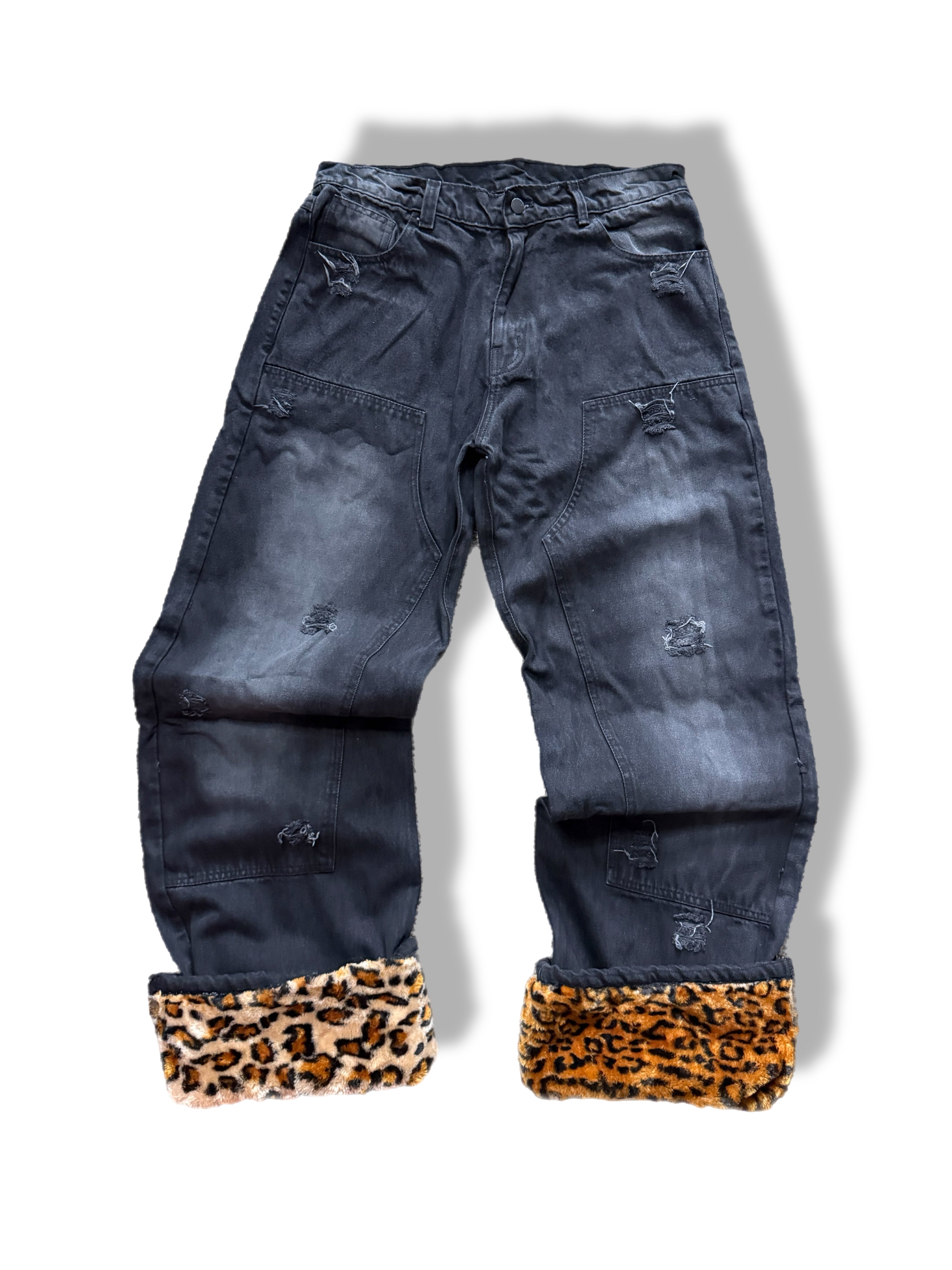 Leopard print denim