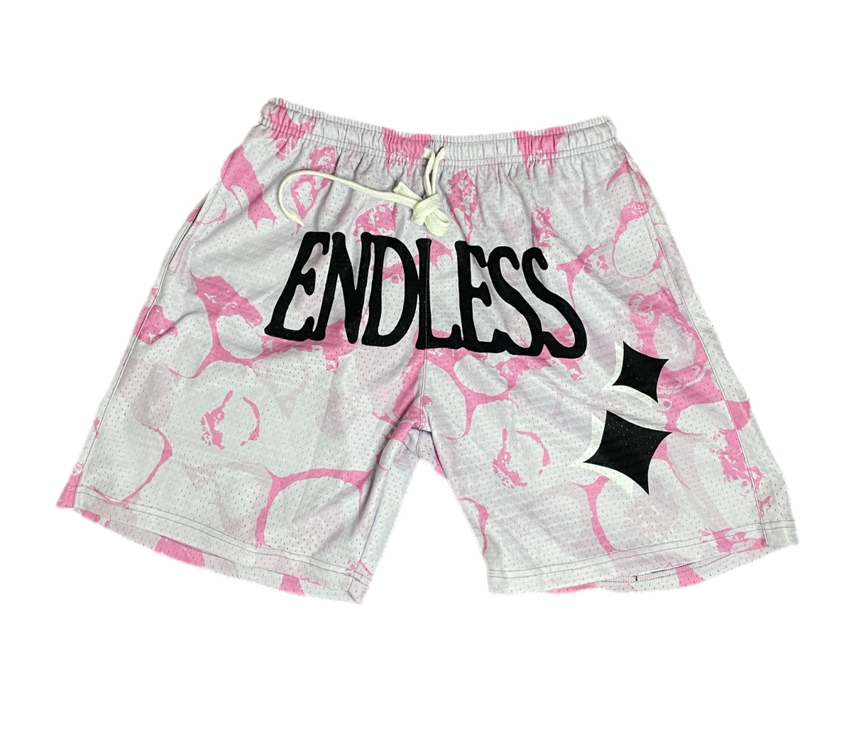 Pink marble mesh shorts